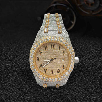 Audemars Piguet Iced Out Watch VVS1 Moissanite Diamonds Arabic 41 mm Dial