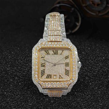 VVS1 Moissanite Iced Out Watch 40mm Square Dial Smartlink Bust Down