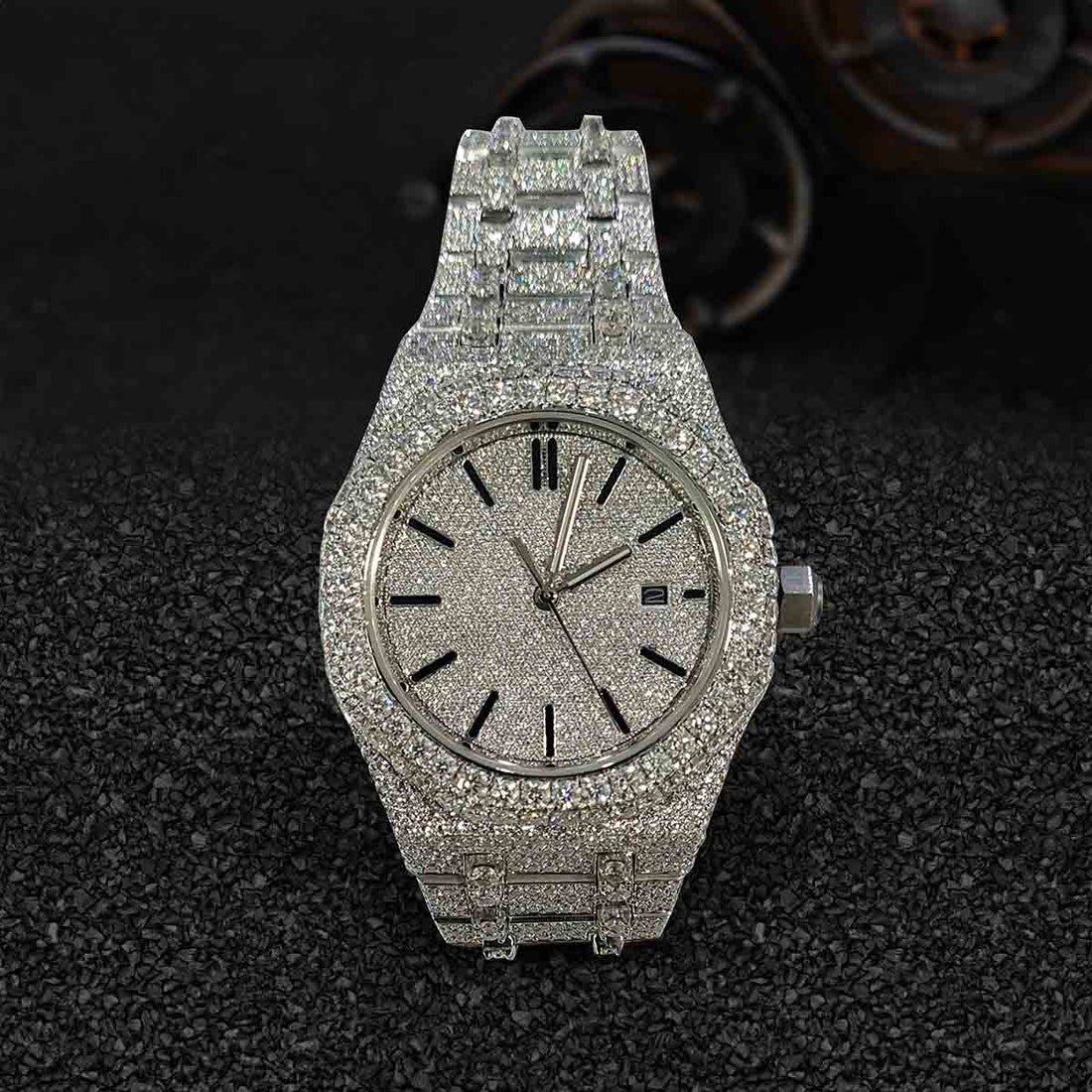 Audemars Piguet Iced Out Watch for Men VVS1 Moissanite 41mm Round Dial Bling Jewelry