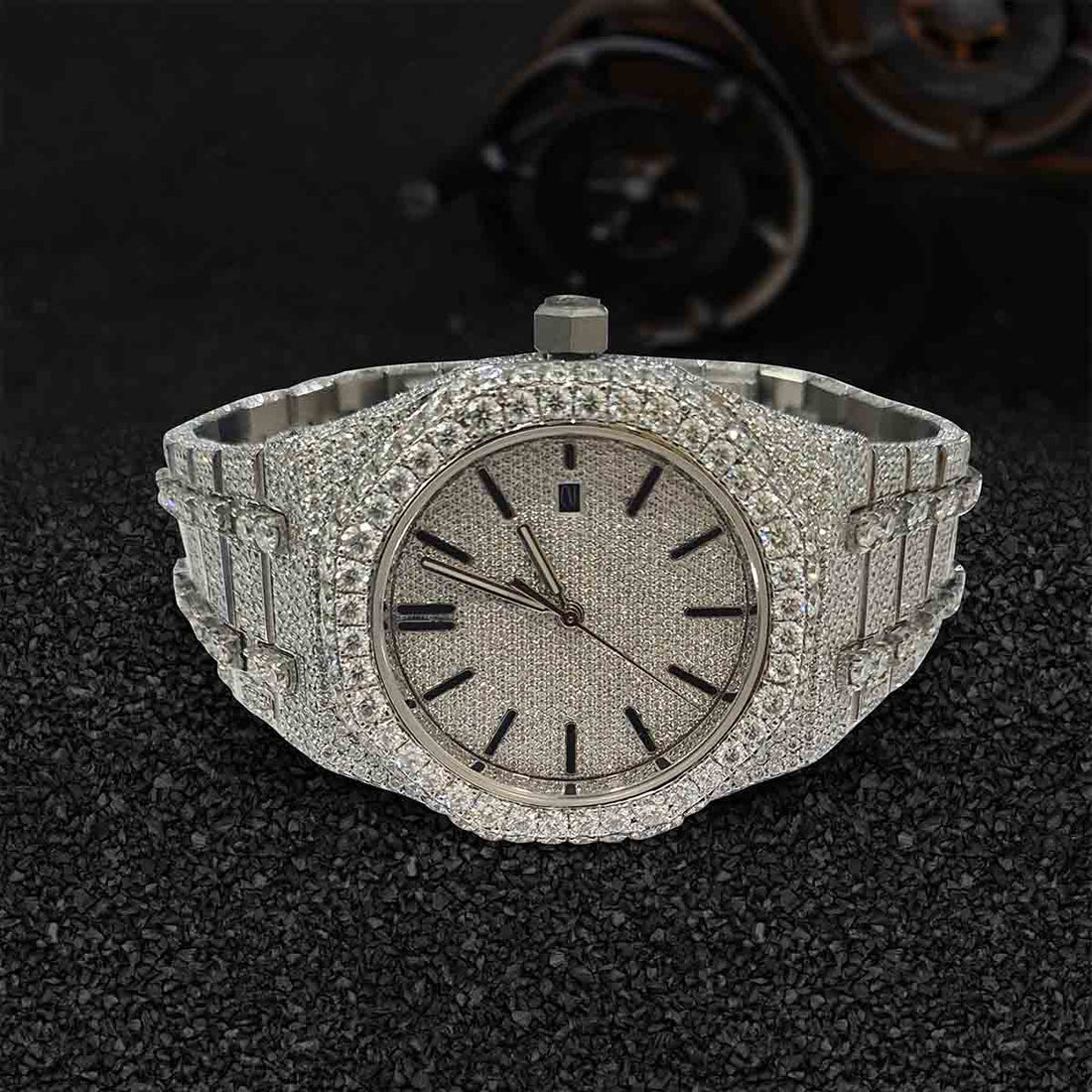 Audemars Piguet Iced Out Watch for Men VVS1 Moissanite 41mm Round Dial Bling Jewelry
