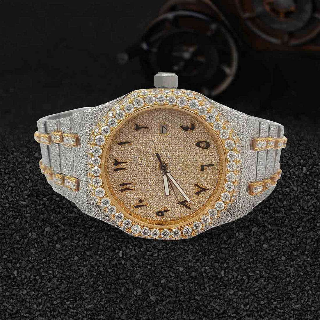 Audemars Piguet Iced Out Watch VVS1 Moissanite Diamonds Arabic 41 mm Dial