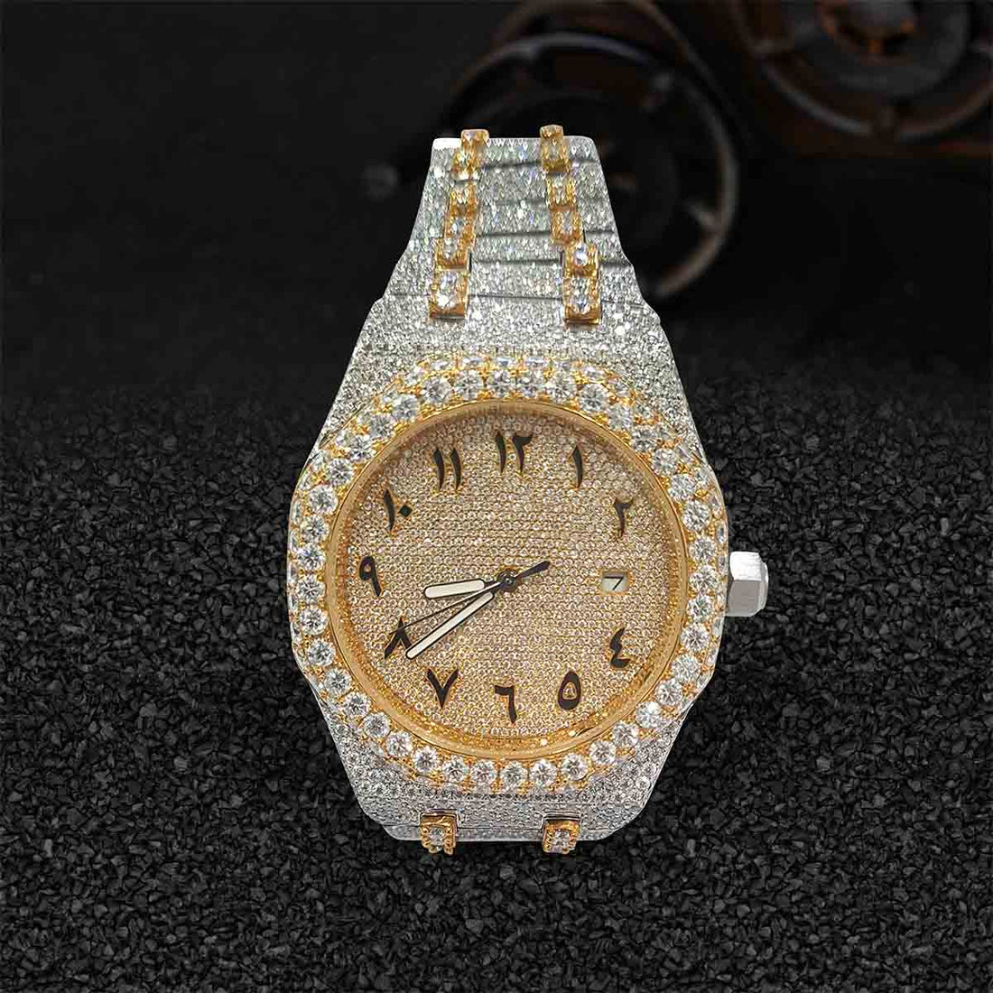 Audemars Piguet Iced Out Watch VVS1 Moissanite Diamonds Arabic 41 mm Dial