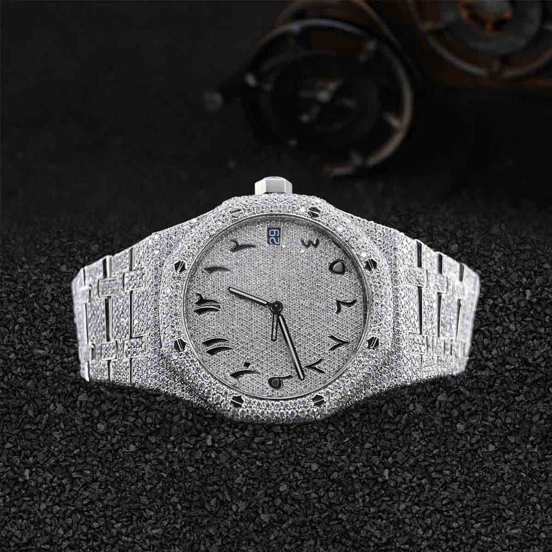 Audemars Piguet Iced Out Watch for Men Moissanite Arabic 41mm Dial Bust Down Hip Hop Jewelry