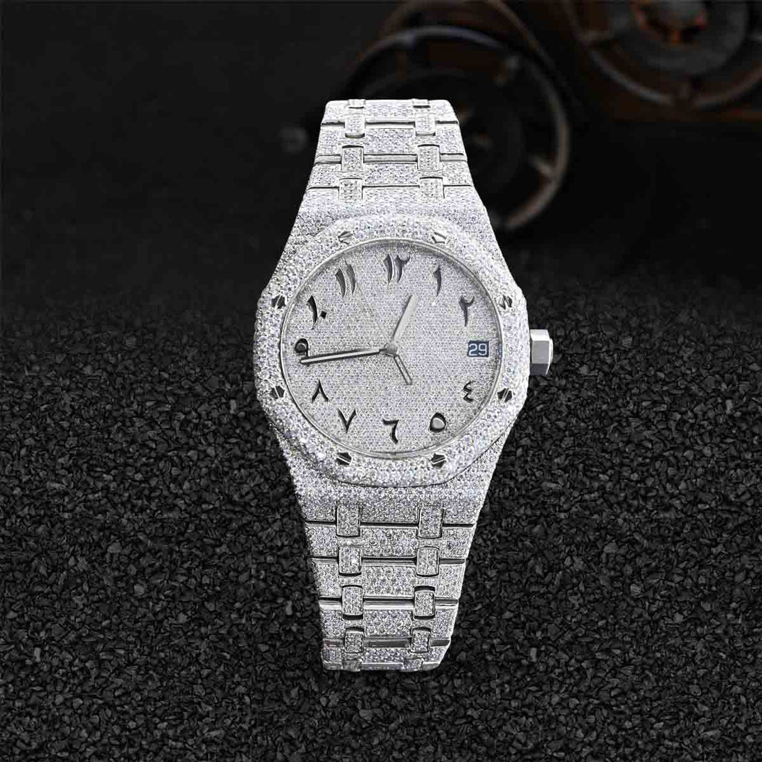 Audemars Piguet Iced Out Watch for Men Moissanite Arabic 41mm Dial Bust Down Hip Hop Jewelry