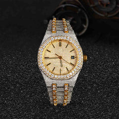 Two Tone Iced Out Watch for Men VVS1 Moissanite Bust Down Jewelry