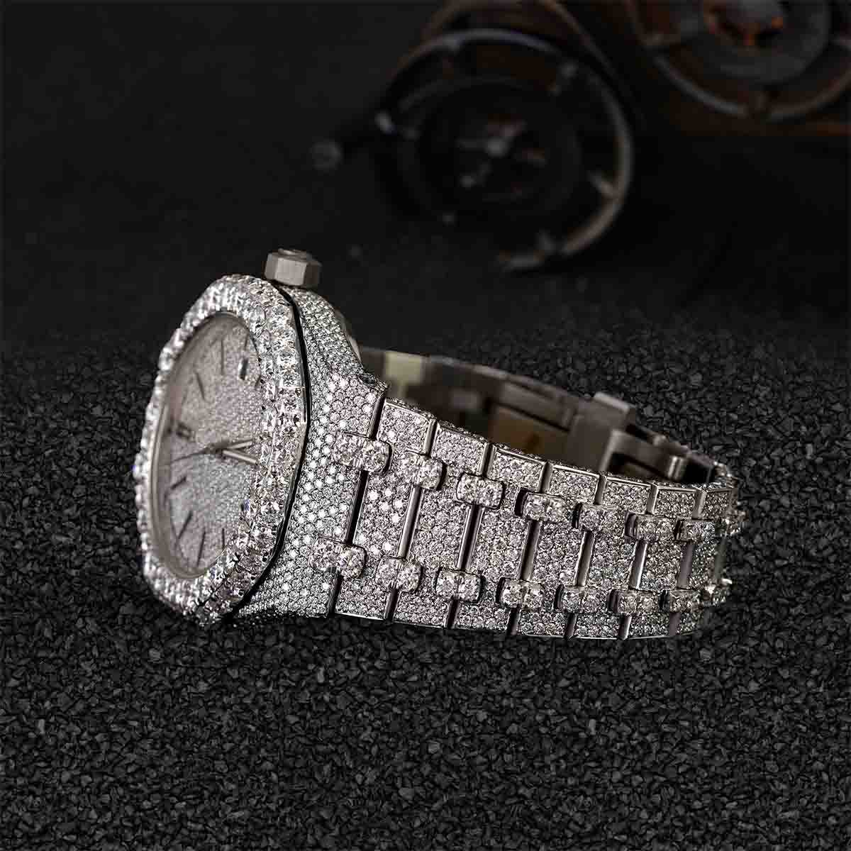Audemars Piguet Watch Couple Iced Out Moissanite Diamond Bust Down Hip Hop