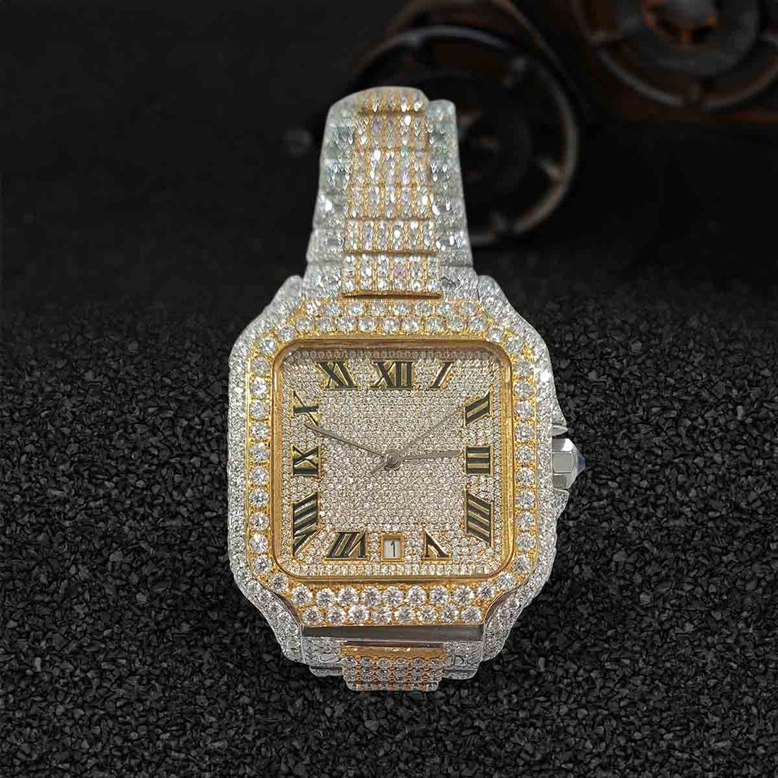 VVS1 Moissanite Iced Out Watch 40mm Square Dial Smartlink Bust Down