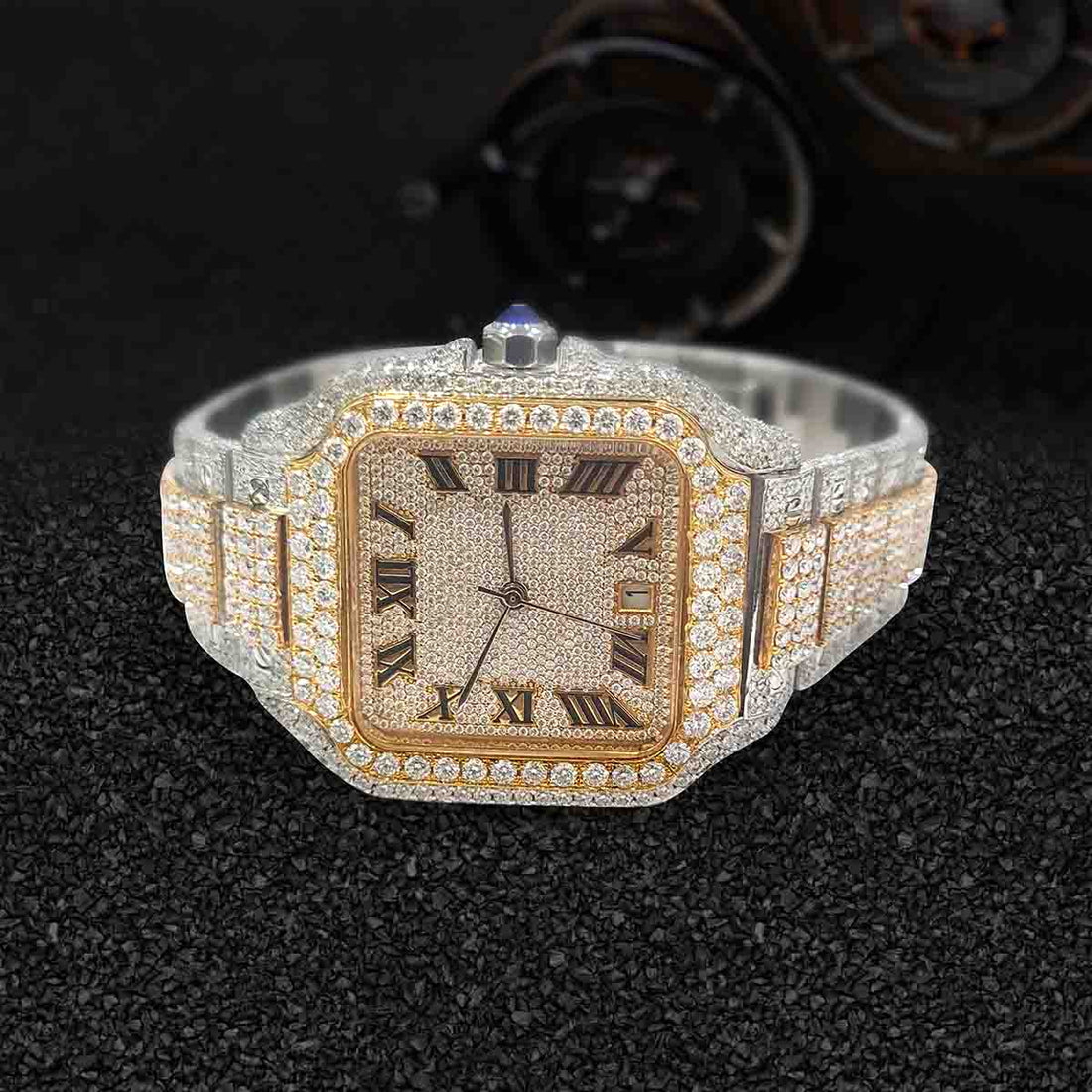 VVS1 Moissanite Iced Out Watch 40mm Square Dial Smartlink Bust Down