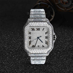 Black and White Moissanite Bust Down Watch Salt and Pepper Style