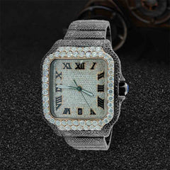 Bust Down Watch Black and White Moissanite Two Tone Iced Out Jewelry