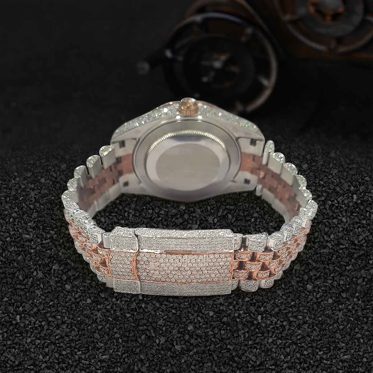 Moissanite Iced Out Rolex Watch for Women Jubilee Arabic 41mm Two Tone