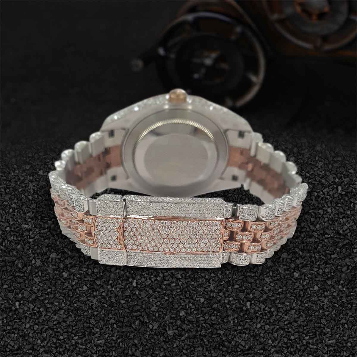 Moissanite Iced Out Rolex Watch for Women Jubilee Arabic 41mm Two Tone