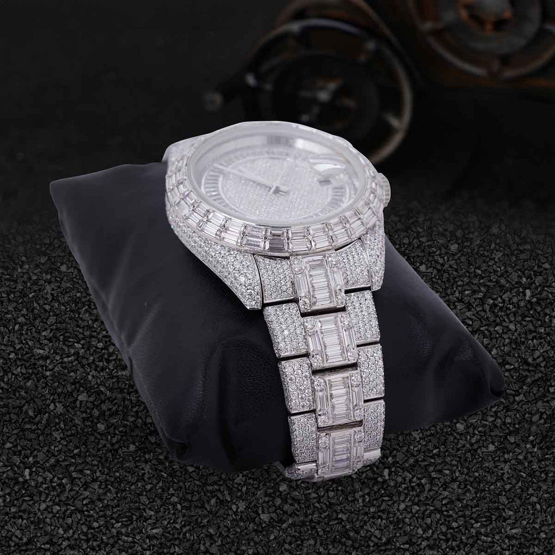 Fully Iced Out Moissanite Rolex Watch for Men Bling Hip Hop Jewelry