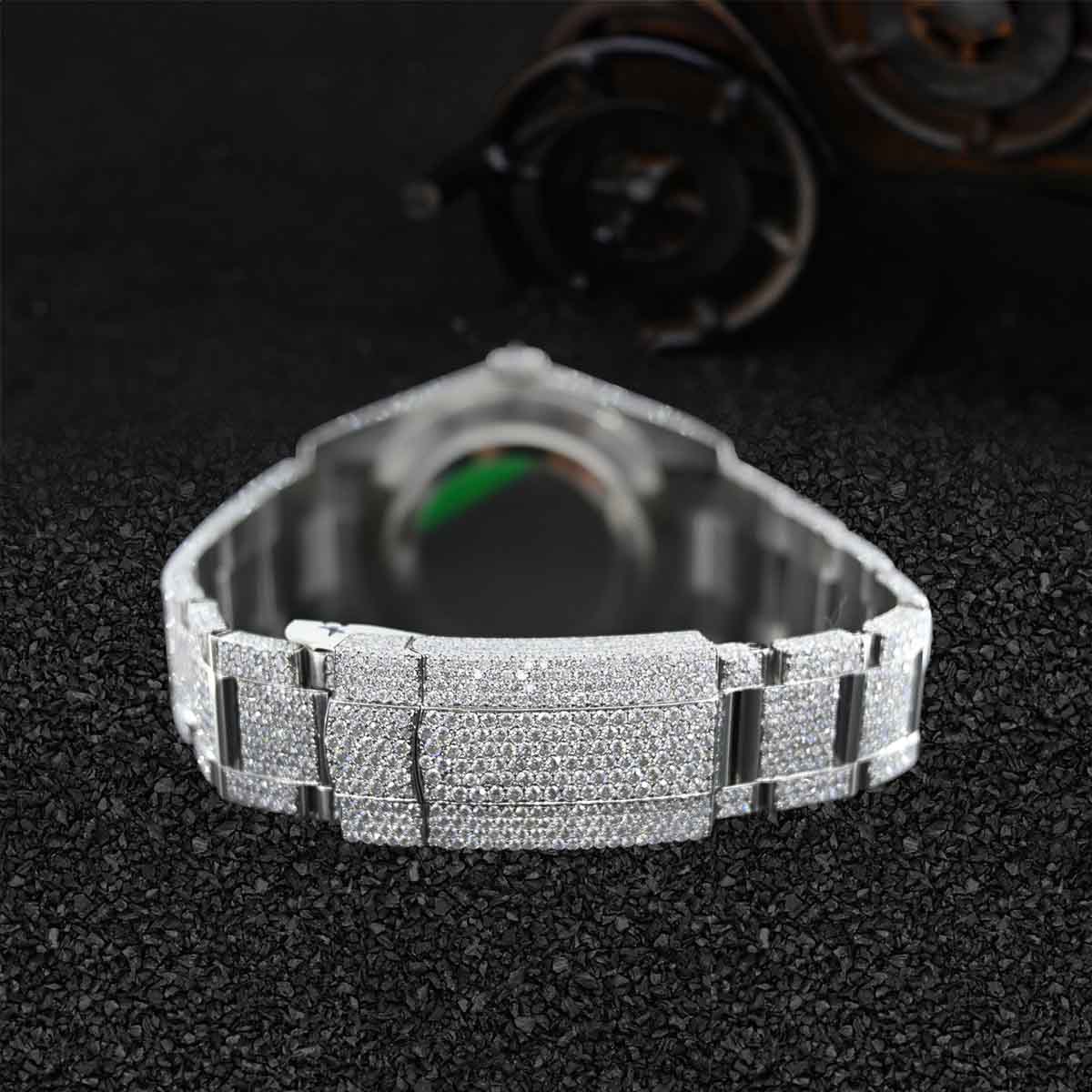 Iced Out Rolex Watch for Men Roman Dial Moissanite Diamonds Bust Down Hip Hop
