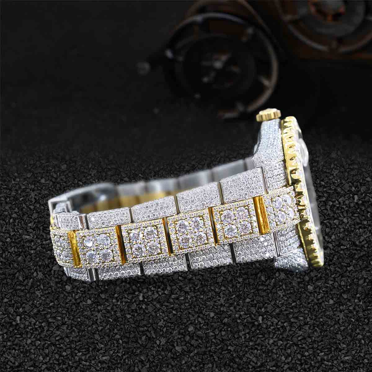 Rolex Watch for Men Moissanite Diamond Iced Out Roman Gold Bust Down Hip Hop Jewelry