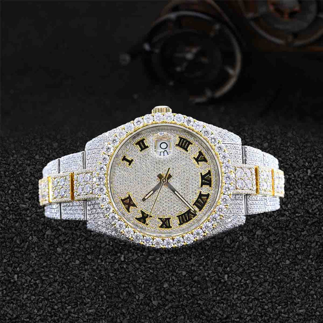 Rolex Watch for Men Moissanite Diamond Iced Out Roman Gold Bust Down Hip Hop Jewelry
