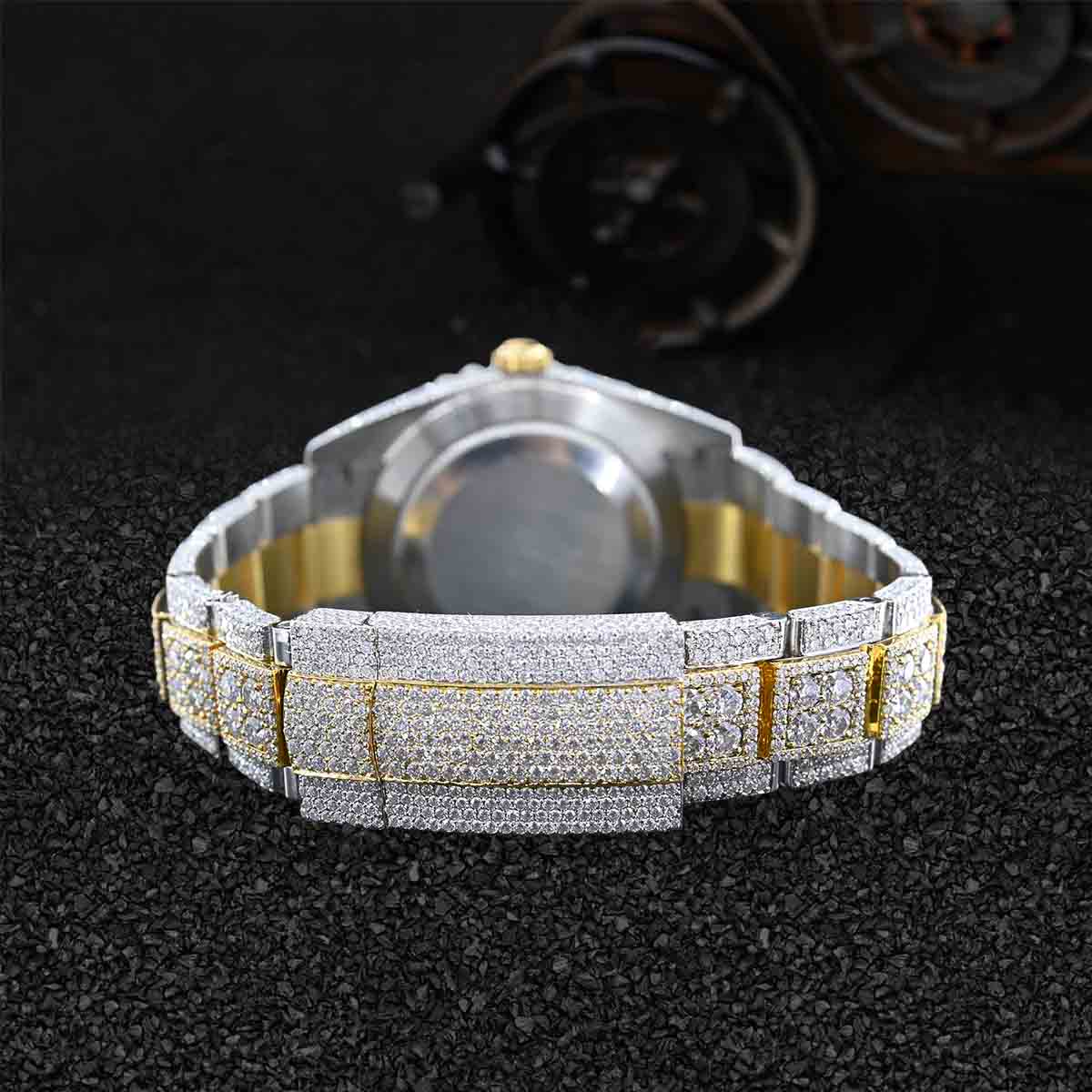 Rolex Watch for Men Moissanite Diamond Iced Out Roman Gold Bust Down Hip Hop Jewelry