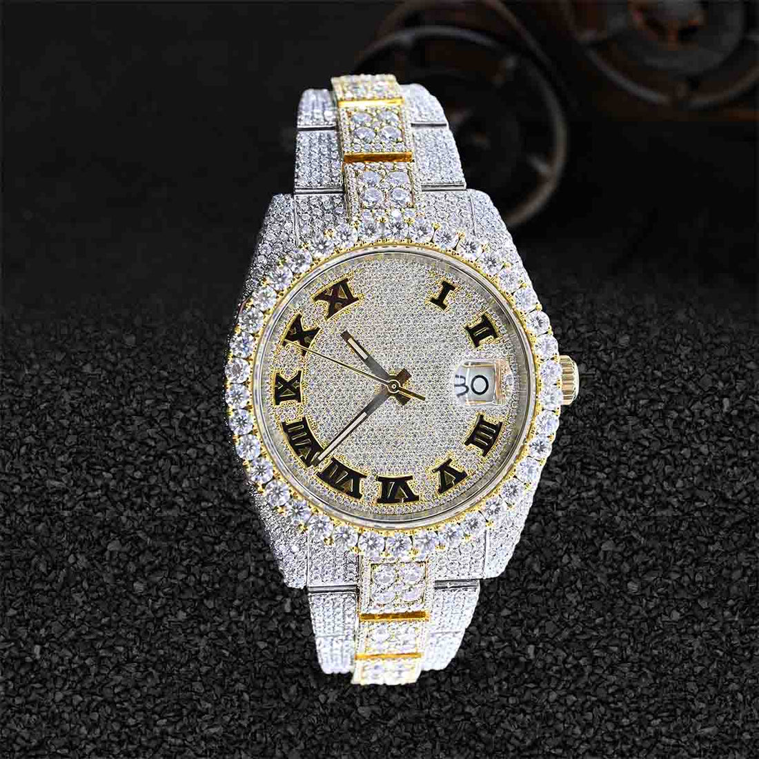 Rolex Watch for Men Moissanite Diamond Iced Out Roman Gold Bust Down Hip Hop Jewelry
