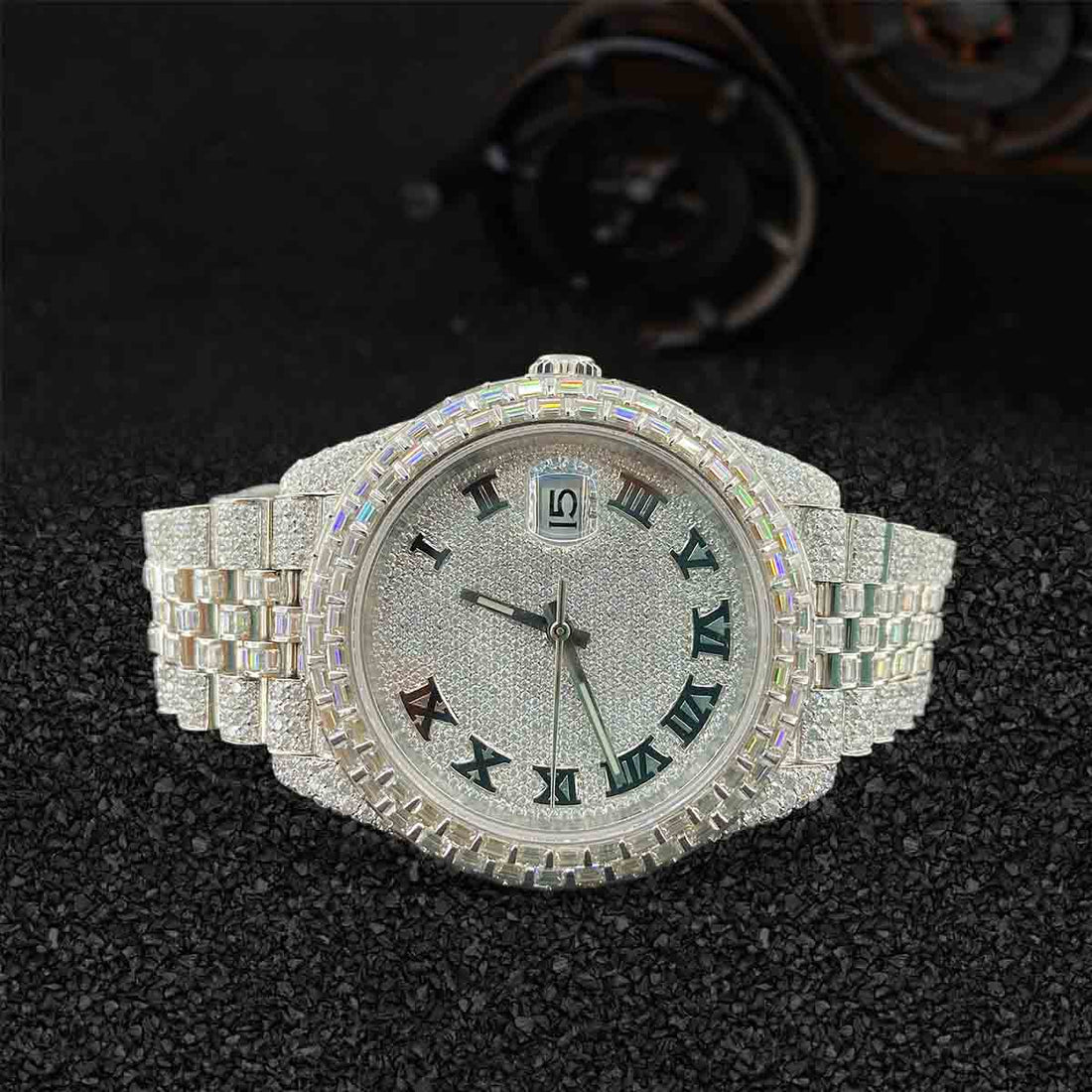 Iced Out Rolex Watch for Men DATEJUST Moissanite Bust Down Hip Hop Jewelry