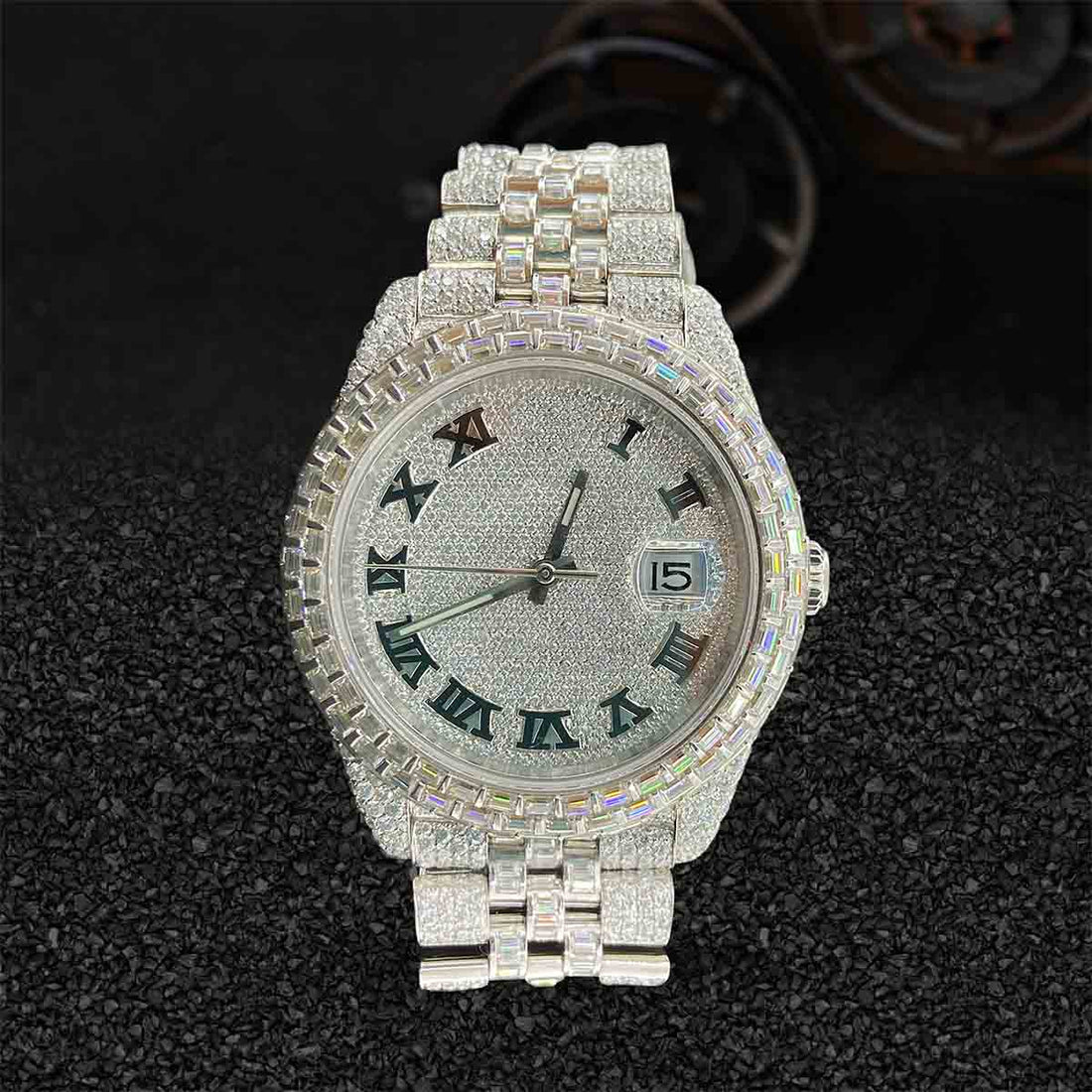 Iced Out Rolex Watch for Men DATEJUST Moissanite Bust Down Hip Hop Jewelry