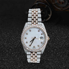 Two Tone Radiance Moissanite Diamond Iced Out Watch for Women 32mm White