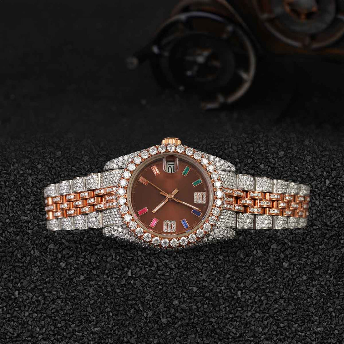 Rolex Iced Out Watch for Women 
Moissanite Diamond Bust Down Wristwatch